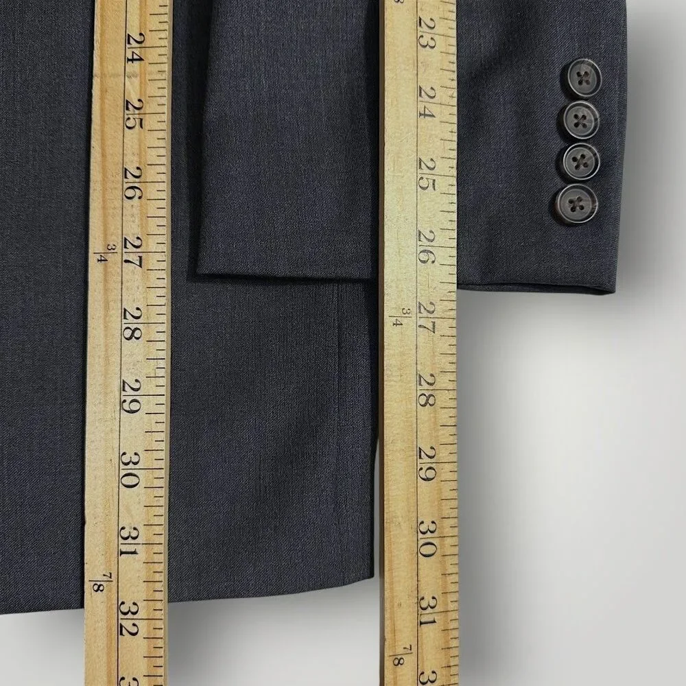 RALPH LAUREN Slim fit Mens Blazer Sport Coat 2-Button Suit Jacket 46L WOOL Gray